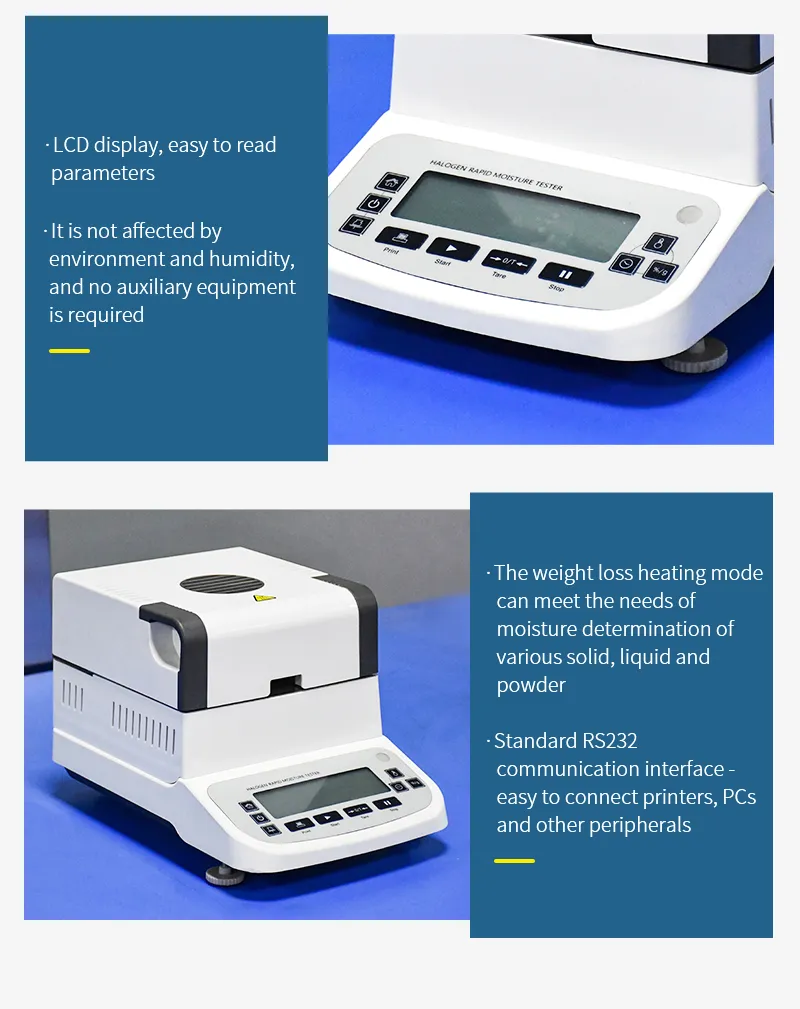 Analisatore di umidità di alogeni rapidi per grani di arachidi per laboratorio 1